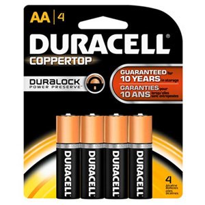 Duracell Coppertop AA Alkaline Battery x 4