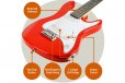 3rd Avenue 3/4 Size Electric Guitar - Red