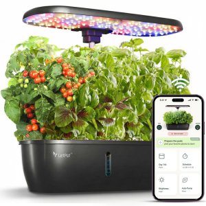 LetPot Lite 12-Pod Smart Indoor Hydroponic Garden System (Black)