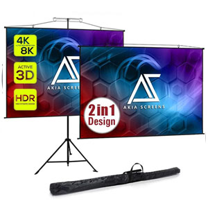 Akia Screens 110" 4:3 Dual Tripod Wall Hung Portable Projector Screen