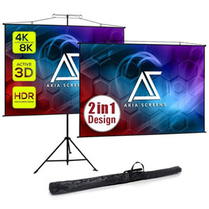 Akia Screens 96" 1:1 Dual Tripod Wall Hung Portable Projector Screen