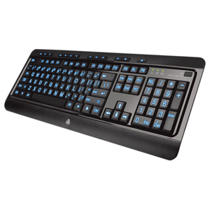 AZIO KB505U Large Print Tri 3 Color Ergonomic Wired USB Keyboard