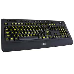 AZIO KB506 Five Color Illuminating Ergonomic Wired USB Keyboard