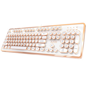 AZIO Retro Vintage Typewriter Mechanical Keyboard Alloy White & Gold