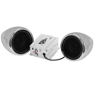 Boss Audio MC400 3" Chrome Motorcycle Speakers + Amplifier