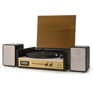 Crosley Coda Shelf System Turnable & Speakers Bluetooth CR7017A-BK4