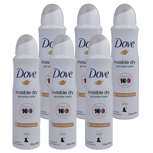 Dove 100g Body Antiperspirant Invisible Dry Anti-White Marks (6 Pack)