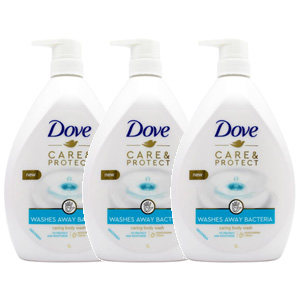 Dove 1 Litre Care & Protect Body Wash Lotion 3 Pack
