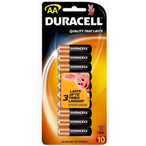 Duracell Coppertop AA Alkaline Battery x 10