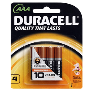 Duracell Coppertop AAA Alkaline Battery x 4