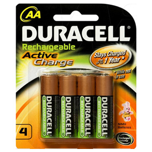 Duracell Active Charge Rechargeable AA NiMH Battery x 4