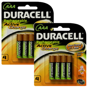 Duracell Active Charge Rechargeable AAA NiMH Battery x 8