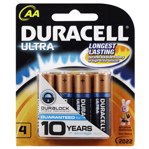 Duracell Ultra AA Alkaline Battery x 4