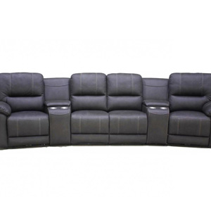 Tyler Four Seater Manual Recliner Finished in soft Rhino Suede Tyler Four Seater Manual Recliner Finished in soft Rhino Suede