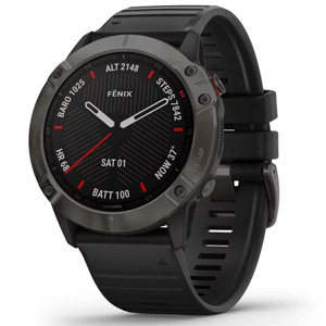 Garmin Fenix 6X Sapphire Carbon Gray DLC Black Band Watch 010-02157-12