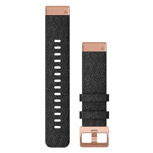 Garmin QuickFit 20 Heathered Black Nylon / Rose Gold Band 010-12874-00