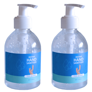 2x Hand Sanitiser 250mL Pump Instant Gel 75% Alcohol