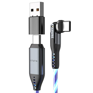 KeySmart STATIK PowerPivot Pro, Glowing LED, USB-C to USB-C (2 metre)