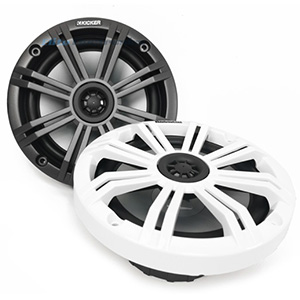 Kicker 45KM654 6.5" Marine Coaxial Speakers Charcoal White Grilles Kicker 45KM654 6.5" Marine Coaxial Speakers Charcoal White Grilles