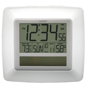 La Crosse Solar Digital Wall Clock w/ Indoor Tempe & Humidity WT-8112U