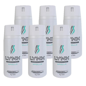 Lynx 96g Apollo Antiperspirants Deodorant Aerosol Body Spray (6 Pack)