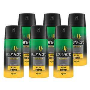 Lynx 106g Australia Deodorant Body Spray - 6 Pack