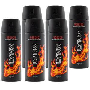 Lynx 150ml Deodorant Body Spray Voodoo - 6 Pack