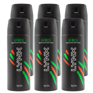 6 x LYNX 150ml DEODORANT BODY SPRAY AFRICA