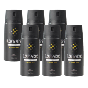 Lynx 100g Body Spray Legend For Him Mens Deodorant (6 Pack)