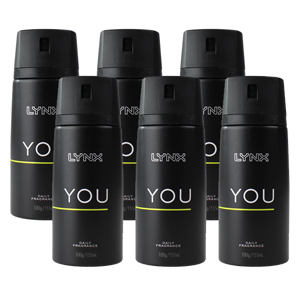 Lynx 100g Body Spray You For Him Mens Deodorant (6 Pack)