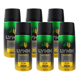 Lynx 100g Body Spray Australia For Him Mens Deodorant (6 Pack)