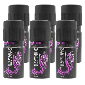 Lynx 97g Deodorant Body Spray Excite 6 Pack  Lynx 97g Deodorant Body Spray Excite 6 Pack