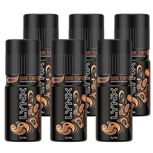 Lynx 97g Deodorant Body Spray Dark Temptation 6 Pack