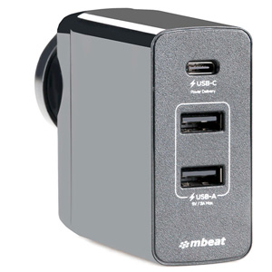 mBeat Gorilla Power 45W USB-C Dual USB-A World Travel Charger