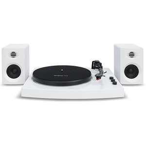 mBeat Pro-M White Bluetooth Turntable Vinyl Record Player System