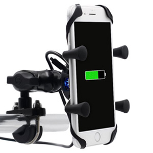 Motorader Motorcycle X Grip Mount w/ USB Port & Charging Lead Motorader Motorcycle X Grip Mount w/ USB Port & Charging Lead