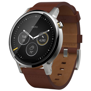 Motorola Moto 360 2nd Gen Smart Watch 46mm Men Cognac Leather