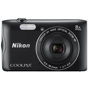 Nikon A300 COOLPIX Digital Compact Camera 20.1MP 8x Zoom (Black)