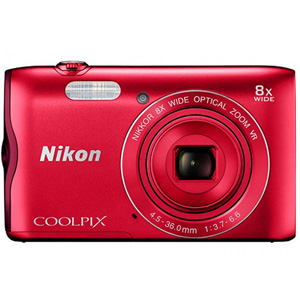 Nikon A300 COOLPIX Digital Compact Camera 20.1MP 8x Zoom (Red)