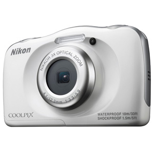 Nikon S33 COOLPIX Digital Compact Camera 13.2MP 3x Zoom (White)