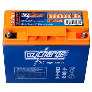 OzCharge 12V 18Ah Sealed VRLA Deep Cycle AGM Battery OCB-18-12 OzCharge 12V 18Ah Sealed VRLA Deep Cycle AGM Battery OCB-18-12