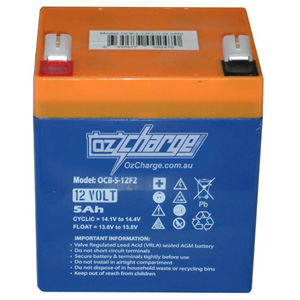 OzCharge 12V 5Ah Sealed VRLA Deep Cycle AGM Battery OCB-5-12-F2