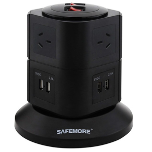 Safemore 2 Level Stack Power Board USB Socket Hub Surge Protection