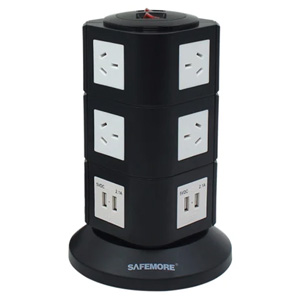 Safemore 3 Level Power Stackr Power Board Black/White GL2U003-BW