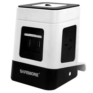 Safemore VPS Minio Power Stackr 3 Outlets 2 USB Charging ZL2U3GA-WB