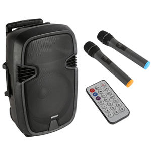 Sonken PAC12BD 12" Active Portable PA Speaker Karaoke 2x Wireless Mic