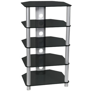 Studio Acoustics SAR544BB 5 Tier Black Glass AV Stand