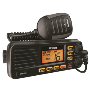 Uniden UM355 VHF Marine Radio Rugged Splashproof Housing Black