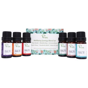 6x Pure by Alcyon Wellbeing Synergy 10ml Oil Blend Set for Diffusers