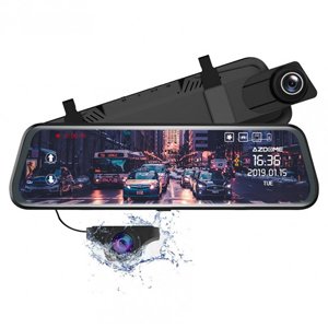 AZDOME 10" Mirror Touch Screen Dash Cam HD 1080P Front & Rear Camera